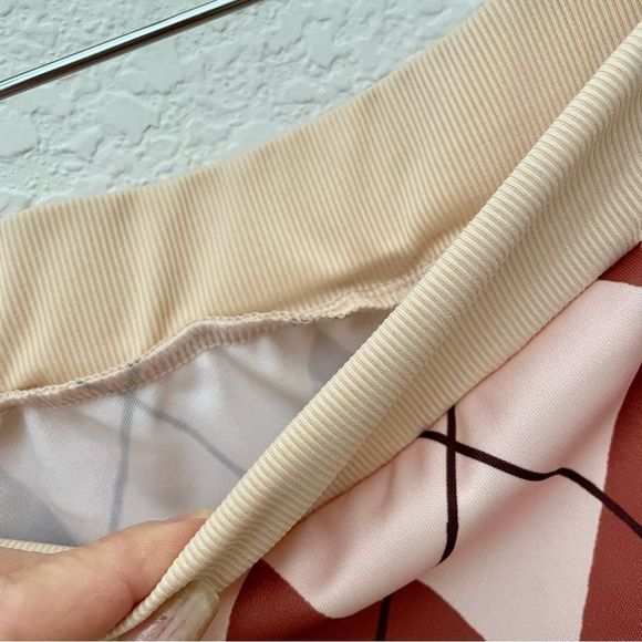 ROMWE, Argyle Print, Stretch Nylon, Pull-on Short Skirt, Brown & Pink, J… - Picture 4 of 7